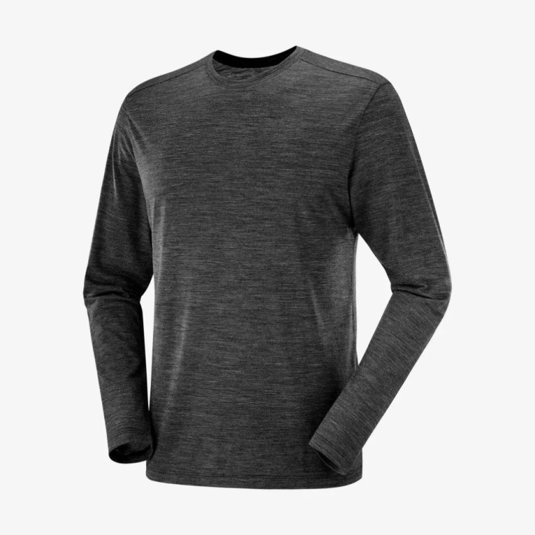 Camiseta Salomon Outlife Merino Blend Long Sleeve Hombre Negros | MX UKMR256